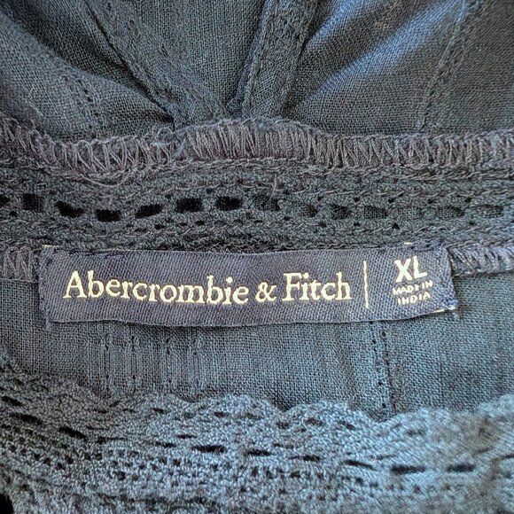 Abercrombie & Fitch Navy Blue Romantic Bohemian Embroidered Long Sleeve Top XL - Picture 5 of 7